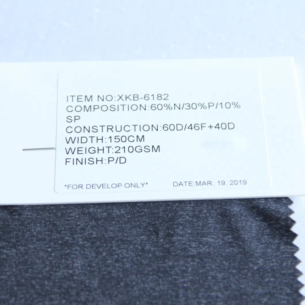 Nt Nylon/Polyester with Spandex Knit Charcoal Htr Melange Cotton Like Single Jersey Fabric for Top/Underwear/Sportswear