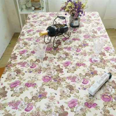 Heimtextilien-Stoff, lila Blumen, bedruckte Jacquard-Tischdecke für Banquest-Hochzeiten